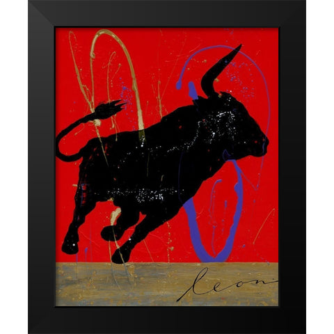 Fiesta del Toro Black Modern Wood Framed Art Print by Bosboom, Leon