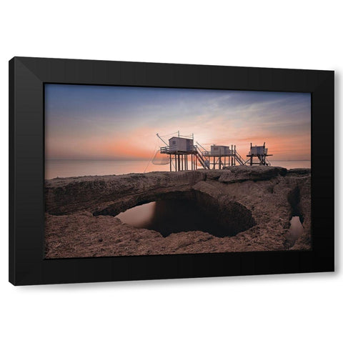 Trio lunaire Black Modern Wood Framed Art Print with Double Matting by Bertrande, Arnaud