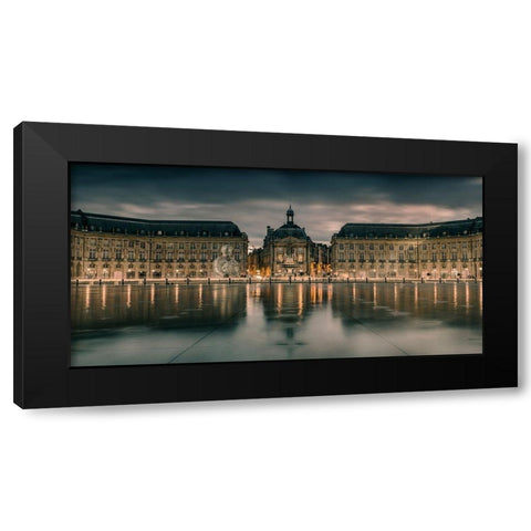 Place de la bourse Black Modern Wood Framed Art Print with Double Matting by Bertrande, Arnaud