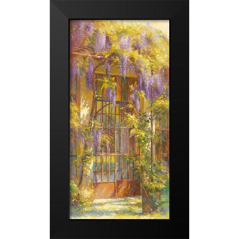 La glycine Black Modern Wood Framed Art Print by Messely, Johan