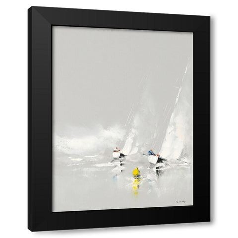 Bleu et blanc Black Modern Wood Framed Art Print by de Courcy, Gerard