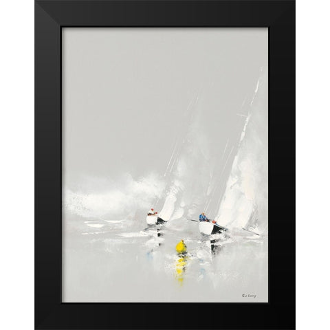 Bleu et blanc Black Modern Wood Framed Art Print by de Courcy, Gerard