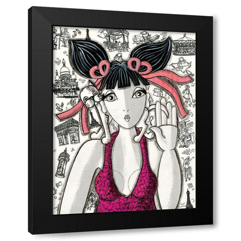 Rose a Paris Black Modern Wood Framed Art Print by MIROTA