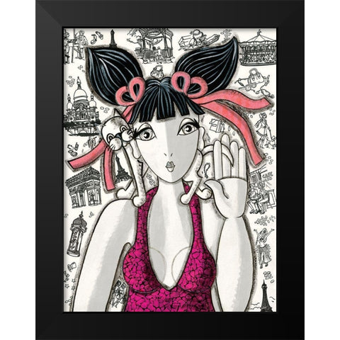 Rose a Paris Black Modern Wood Framed Art Print by MIROTA