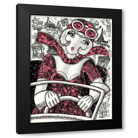 En voiture Black Modern Wood Framed Art Print by MIROTA