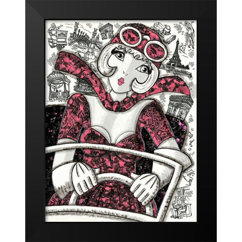 En voiture Black Modern Wood Framed Art Print by MIROTA