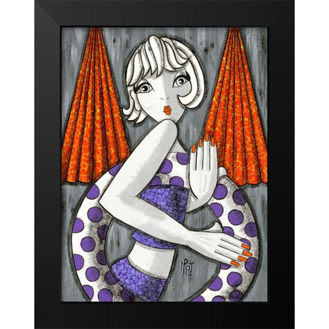 Cet ete Black Modern Wood Framed Art Print by MIROTA