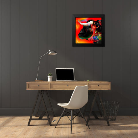 Cabeza de Toro Roja Black Modern Wood Framed Art Print by Bosboom, Leon
