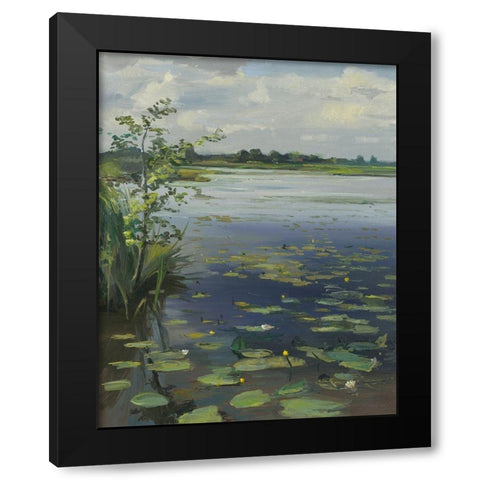 Water Lilies Earnewald II Black Modern Wood Framed Art Print with Double Matting by Koopmans, Gosse