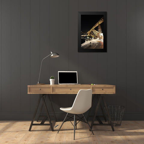 Bridge Black Modern Wood Framed Art Print by Lusitano Photographie