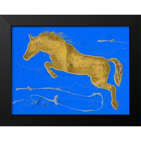 Caballo Orode Salto Black Modern Wood Framed Art Print by Bosboom, Leon