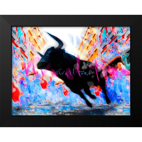 Viva el Toro Black Modern Wood Framed Art Print by Bosboom, Leon