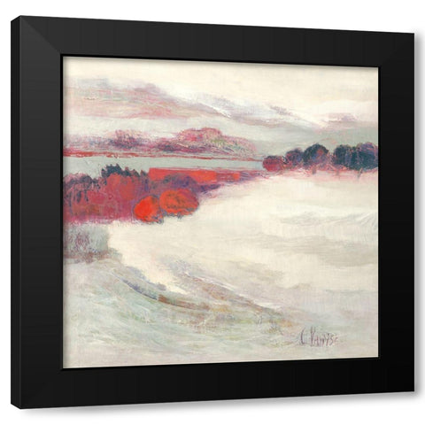 Premieres neiges Black Modern Wood Framed Art Print with Double Matting by Parise, Chantal
