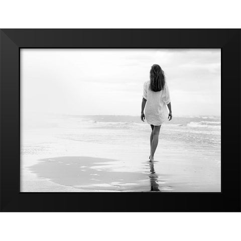 Walking on a White Beach Black Modern Wood Framed Art Print by Milillo, Marco