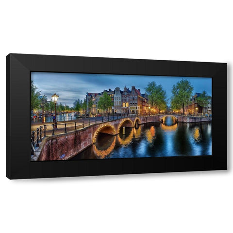 Amsterdam - Grachten Black Modern Wood Framed Art Print by Fischer, Rolf