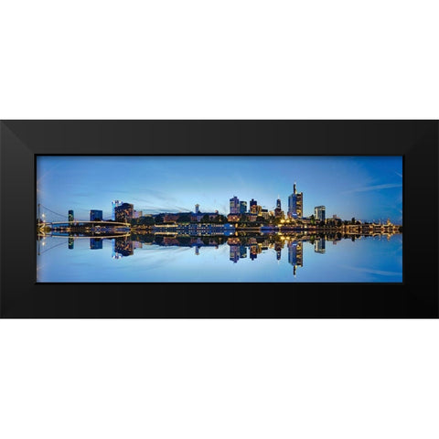 Frankfurt - Panorama Black Modern Wood Framed Art Print by Fischer, Rolf