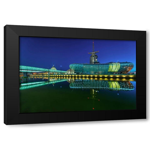 Bremerhaven Black Modern Wood Framed Art Print with Double Matting by Fischer, Rolf