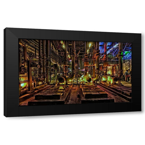 Duisburg Nacht II Black Modern Wood Framed Art Print by Fischer, Rolf