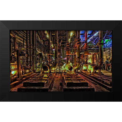 Duisburg Nacht II Black Modern Wood Framed Art Print by Fischer, Rolf