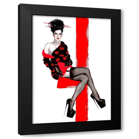 Redflower Black Modern Wood Framed Art Print by Horwath, Sara
