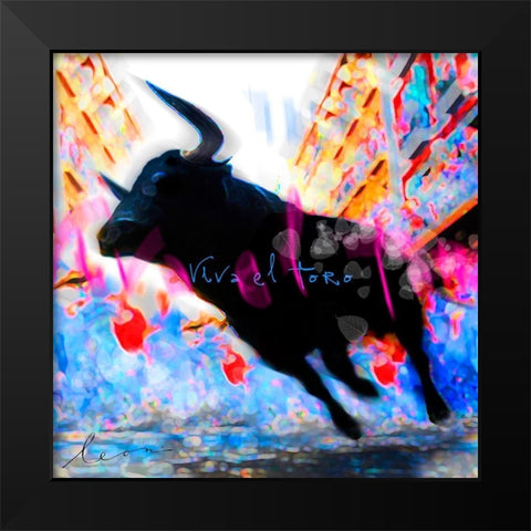 Viva el Toro Black Modern Wood Framed Art Print by Bosboom, Leon