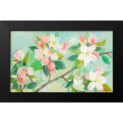 Apple Blossom Black Modern Wood Framed Art Print by Botman, Loes