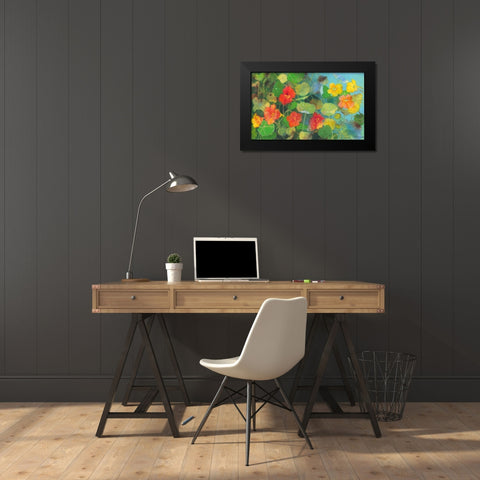 Nasturtium 2 Black Modern Wood Framed Art Print by Botman, Loes
