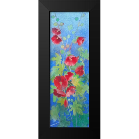 Hollyhocks Black Modern Wood Framed Art Print by Botman, Loes
