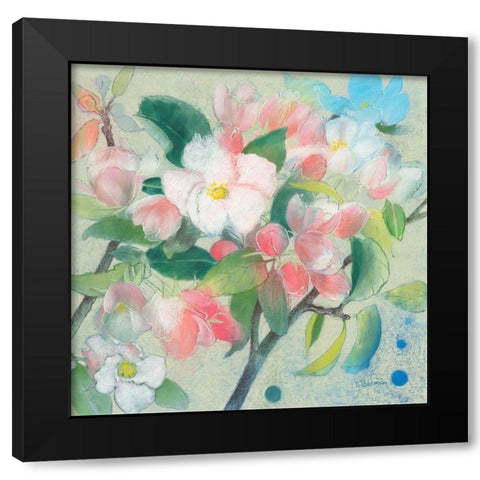Apple Blossom 1 Black Modern Wood Framed Art Print by Botman, Loes