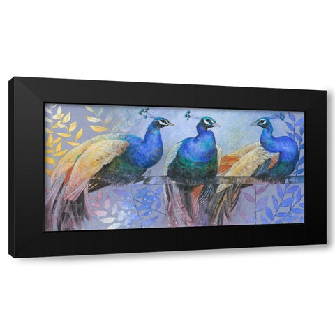 Three Peacocks Black Modern Wood Framed Art Print by Botman, Loes