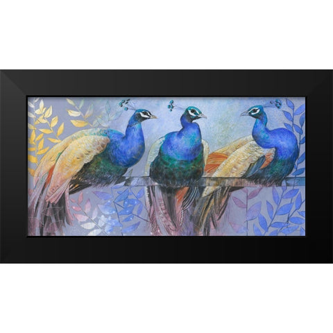 Three Peacocks Black Modern Wood Framed Art Print by Botman, Loes