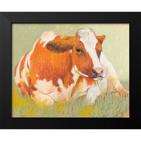 Cow in the Spring Black Modern Wood Framed Art Print by Botman, Loes