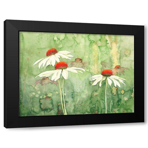 Echinacea one Black Modern Wood Framed Art Print with Double Matting by Clema
