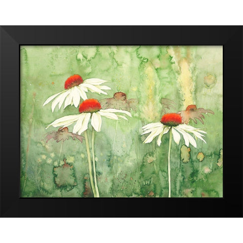 Echinacea one Black Modern Wood Framed Art Print by Clema