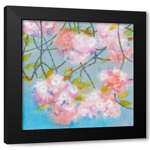 Japanese Cherry Blossom Black Modern Wood Framed Art Print with Double Matting by Botman, Loes