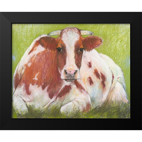 Cow Black Modern Wood Framed Art Print by Botman, Loes