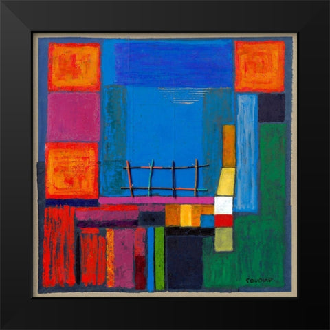 terrasse avec vue mer Black Modern Wood Framed Art Print by Roudine, NoÃ«lle