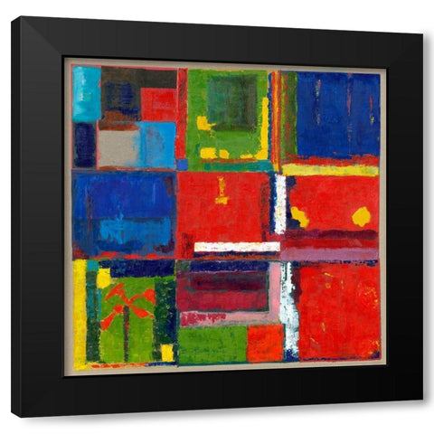 village-arbre et oiseaux Black Modern Wood Framed Art Print by Roudine, NoÃ«lle