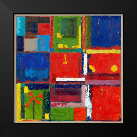 village-arbre et oiseaux Black Modern Wood Framed Art Print by Roudine, NoÃ«lle