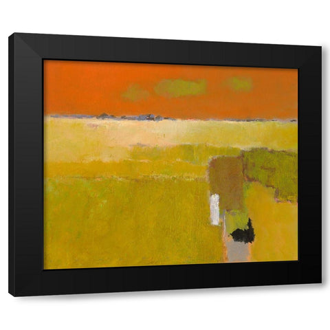 Green Clouds Black Modern Wood Framed Art Print with Double Matting by Groenhart, Jan