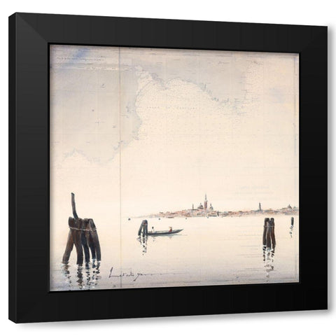 Venise Black Modern Wood Framed Art Print by Letestu, Yann