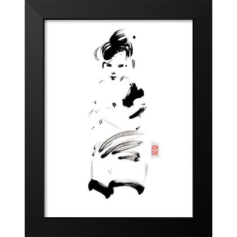 La tentation Black Modern Wood Framed Art Print by Hanniet, Marc