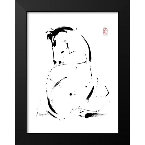 Le reveil Black Modern Wood Framed Art Print by Hanniet, Marc