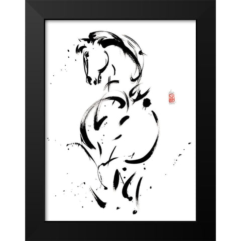 Allegrement au petit trot Black Modern Wood Framed Art Print by Hanniet, Marc