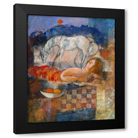 Linstinct des libertes Black Modern Wood Framed Art Print with Double Matting by Hanniet, Marc
