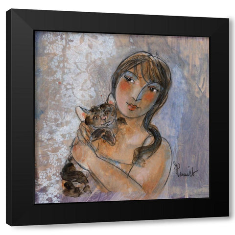 Les inseparables Black Modern Wood Framed Art Print with Double Matting by Hanniet, Marc