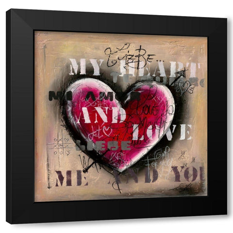 Me and You Black Modern Wood Framed Art Print with Double Matting by Mougin, Carine