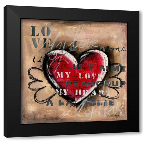 Coeur Aile Black Modern Wood Framed Art Print with Double Matting by Mougin, Carine