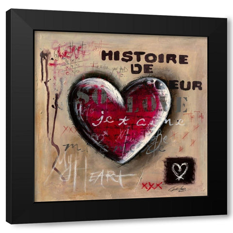 Histoire de Coeursâ€¦ Black Modern Wood Framed Art Print by Mougin, Carine