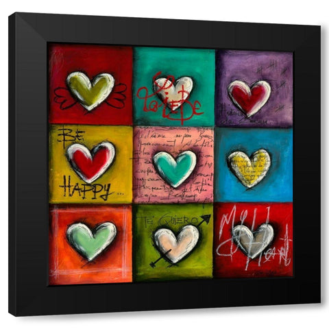 Coeurs en Couleurs III Black Modern Wood Framed Art Print by Mougin, Carine